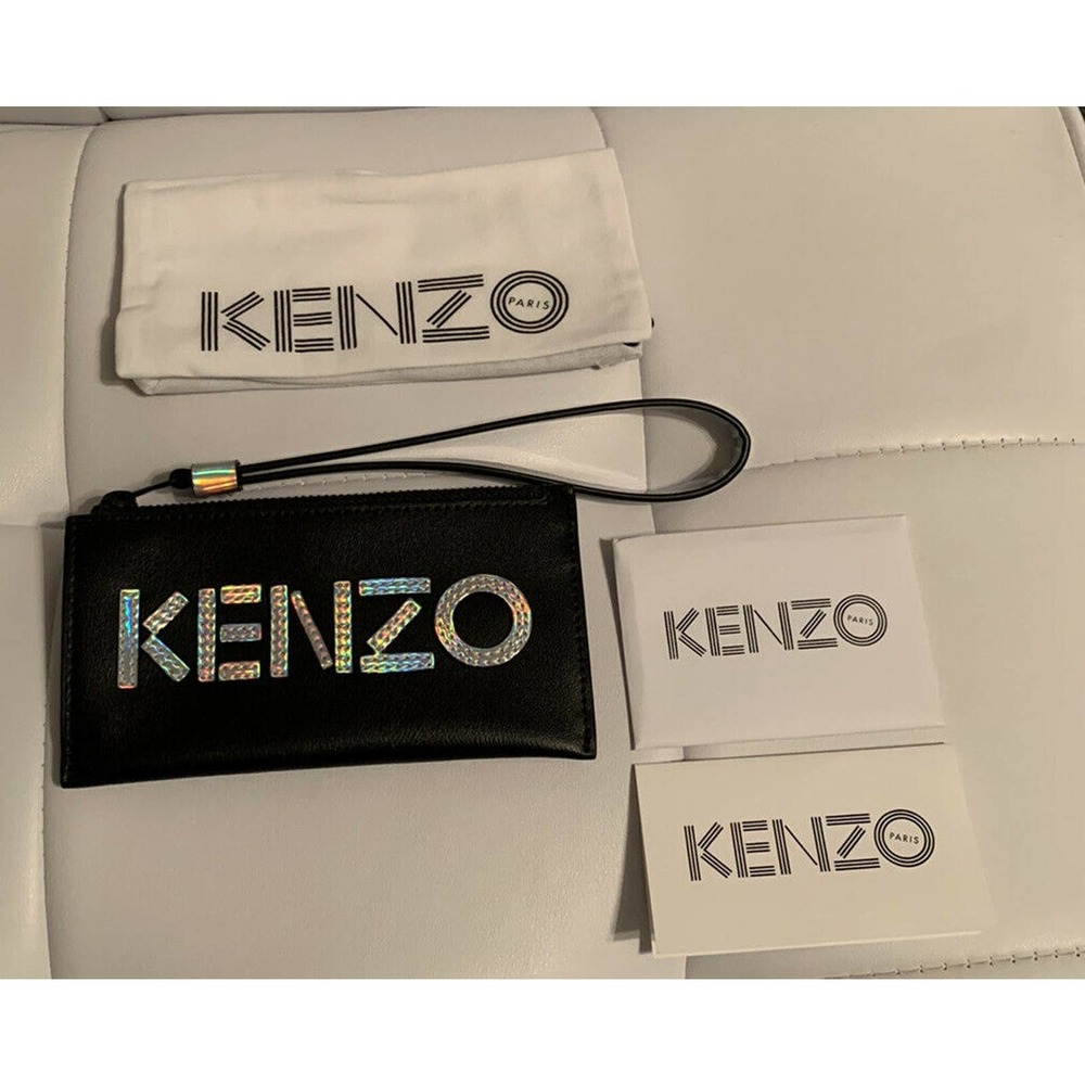 Kenzo Kontrast Card Holder NEW Black Holo Wristlet